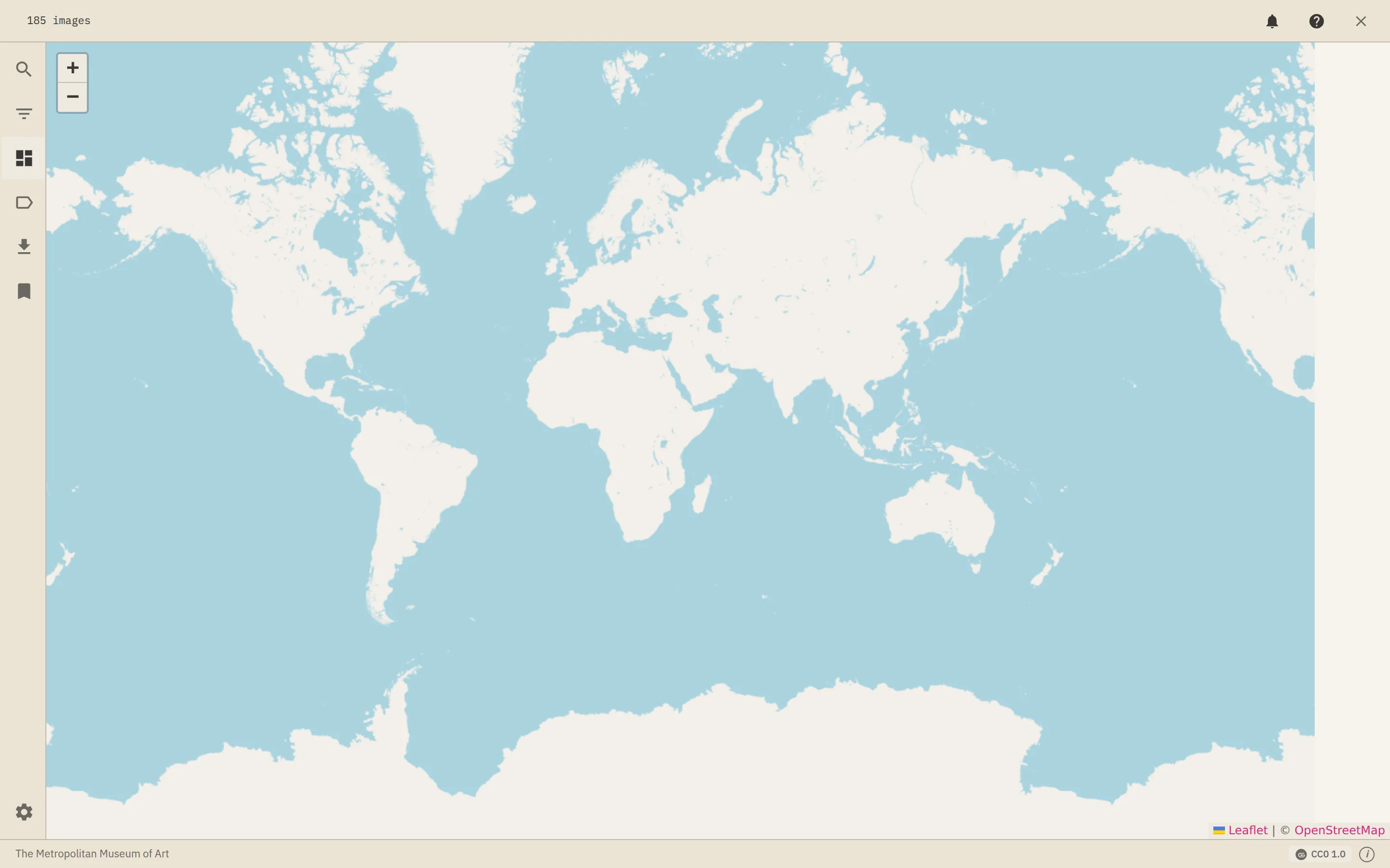 The Map view showing a world map